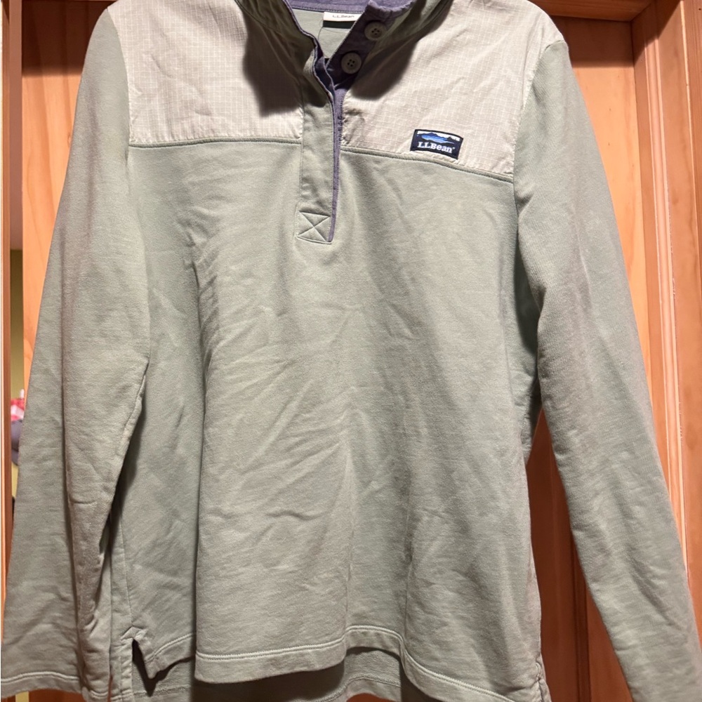 L.L. Bean Olive Henley with Button Detail